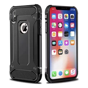   iPhone X / XS hátlap tok, telefon tok, ütésálló, fekete, Armor
