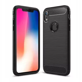  iPhone XR szilikon tok, hátlaptok, telefon tok, karbon mintás, fekete, Carbon Case