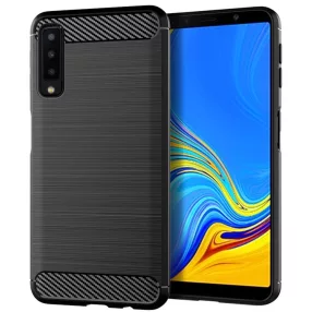   Samsung Galaxy A7 2018 szilikon tok, hátlaptok, telefon tok, karbon mintás, fekete, Carbon Case