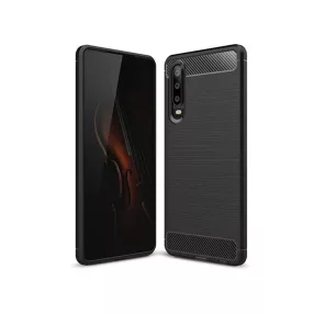   Huawei P30 szilikon tok, hátlaptok, telefon tok, karbon mintás, fekete, Carbon Case