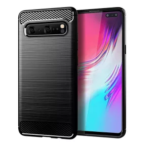   Samsung Galaxy S10 szilikon tok, hátlaptok, telefon tok, karbon mintás, fekete, Carbon Case