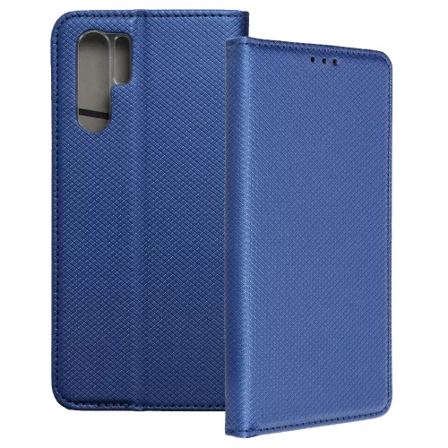 Huawei P30 Pro könyvtok, fliptok, telefon tok, szilikon keretes, mágneszáras, sötétkék