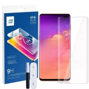   Samsung Galaxy S10 Plus üvegfólia, tempered glass, előlapi, UV, edzett, hajlított, Bluestar