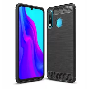   Huawei P30 Lite szilikon tok, hátlaptok, telefon tok, karbon mintás, fekete, Carbon Case