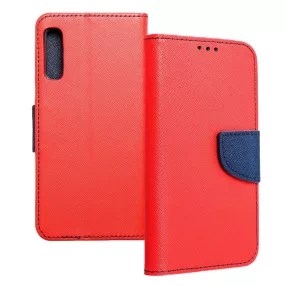   Samsung Galaxy A50 / A30s könyvtok, fliptok, telefon tok, bankkártyatartós, mágneszáras, piros-sötétkék, Fancy