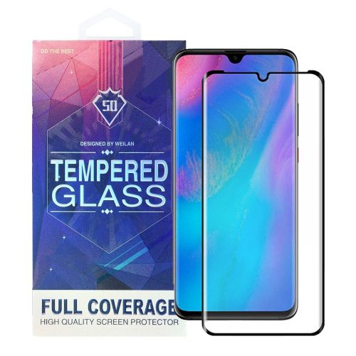 Huawei P30 Pro üvegfólia, tempered glass, előlapi, 5D, edzett, hajlított, fekete kerettel