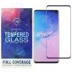 Samsung Galaxy S10 Plus üvegfólia, tempered glass, előlapi, 5D, edzett, hajlított, újjlenyomat olvasónál kivágott, fekete kerettel,