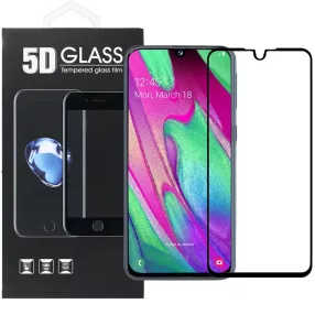   Samsung Galaxy A40 üvegfólia, tempered glass, előlapi, 5D, edzett, hajlított, fekete kerettel