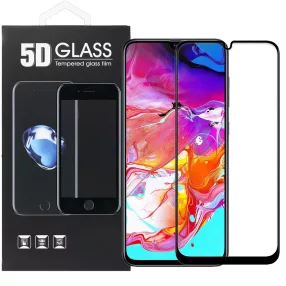   Samsung Galaxy A70 üvegfólia, tempered glass, előlapi, 5D, edzett, hajlított, fekete kerettel