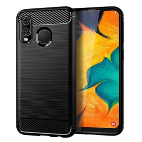   Samsung Galaxy A40 szilikon tok, hátlaptok, telefon tok, karbon mintás, fekete, Carbon case