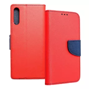   Samsung Galaxy A70 könyvtok, fliptok, telefon tok, bankkártyatartós, mágneszáras, piros-sötétkék, Fancy