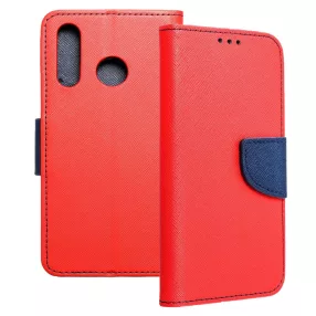   Huawei P30 Lite könyvtok, fliptok, telefon tok, bankkártyatartós, mágneszáras, piros-sötétkék, Fancy