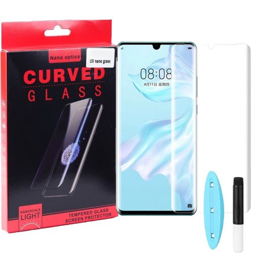 Huawei P30 Pro üvegfólia, tempered glass, előlapi, UV, edzett, hajlított