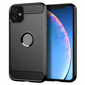   iPhone 11 szilikon tok, hátlaptok, telefon tok, karbon mintás, fekete, Carbon case