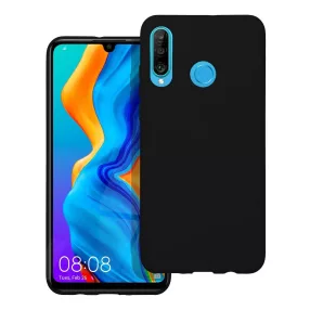   Huawei P30 Lite szilikon tok, hátlaptok, telefon tok, velúr belsővel, matt, fekete, Silicone