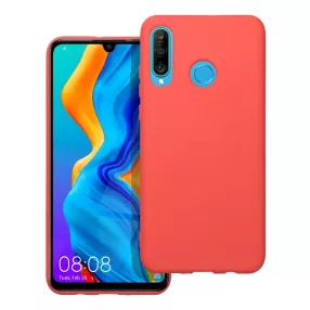   Huawei P30 Lite szilikon tok, hátlaptok, telefon tok, velúr belsővel, matt, barack színű, Silicone