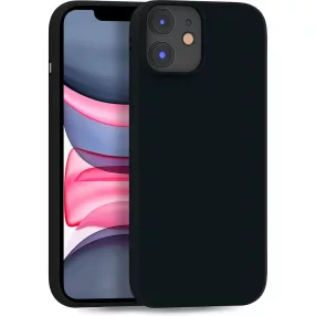   iPhone 11 szilikon tok, hátlaptok, telefon tok, velúr belsővel, matt, fekete, Silicone