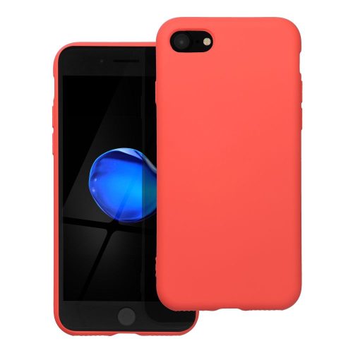 iPhone 7 / 8 / SE 2020 / SE 2022 szilikon tok, hátlaptok, telefon tok, velúr belsővel, matt, barack színű, Silicone