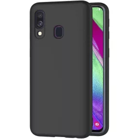   Samsung Galaxy A40 szilikon tok, hátlaptok, telefon tok, velúr belsővel, matt, fekete, Silicone