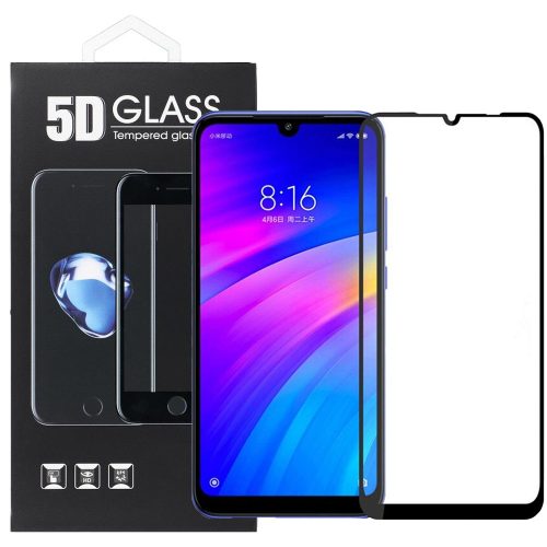 Xiaomi Redmi Note 8T üvegfólia, tempered glass, előlapi, 5D, edzett, hajlított, fekete kerettel