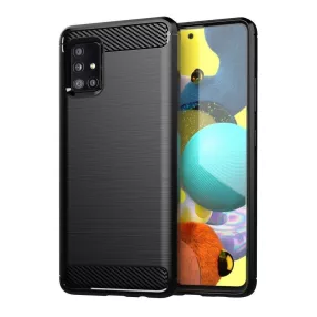   Samsung Galaxy A71 szilikon tok, hátlaptok, telefon tok, karbon mintás, fekete, Carbon case