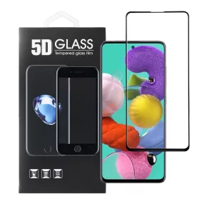   Samsung Galaxy A51 üvegfólia, tempered glass, előlapi, 5D, edzett, hajlított, fekete kerettel