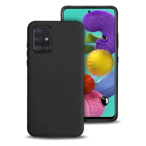   Samsung Galaxy A71 szilikon tok, hátlaptok, telefon tok, velúr belsővel, matt, fekete, Silicone