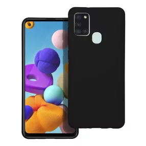   Samsung Galaxy A21s szilikon tok, hátlaptok, telefon tok, velúr belsővel, matt, fekete, Silicone
