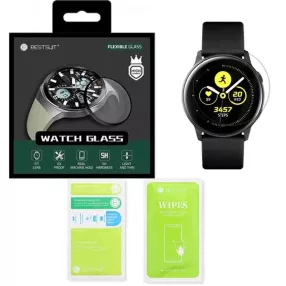  Samsung Galaxy Watch Active 2 40mm okosóra kijelzővédő fólia, hibrid, flexibilis, 3D, hajlított, fekete kerettel, Bestsuit