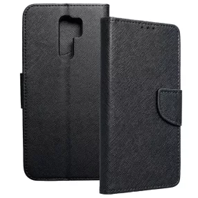   Xiaomi Redmi 9 könyvtok, fliptok, telefon tok, bankkártyatartós, mágneszáras, fekete, Fancy