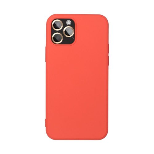 iPhone 12 / 12 Pro szilikon tok, hátlaptok, telefon tok, velúr belsővel, matt, barack színű, Silicone