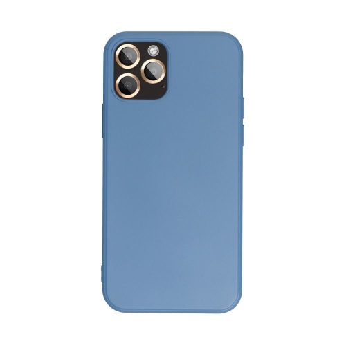 iPhone 12 / 12 Pro szilikon tok, hátlaptok, telefon tok, velúr belsővel, matt, kék, Silicone