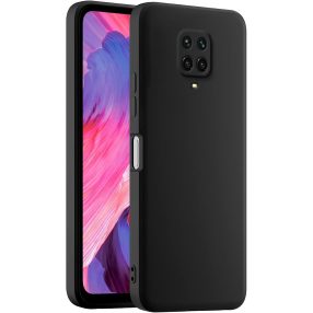   Xiaomi Redmi Note 9 Pro / Note 9S szilikon tok, hátlaptok, telefon tok, velúr belsővel, matt, fekete, Silicone