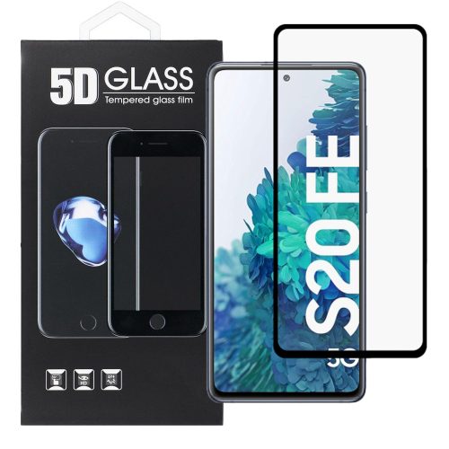 Samsung Galaxy S20 FE / S20 FE 5G üvegfólia, tempered glass, előlapi, edzett, hajlított, 5D, fekete kerettel