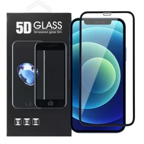   iPhone 12 / 12 Pro üvegfólia, tempered glass, előlapi, 5D, edzett, hajlított, fekete kerettel