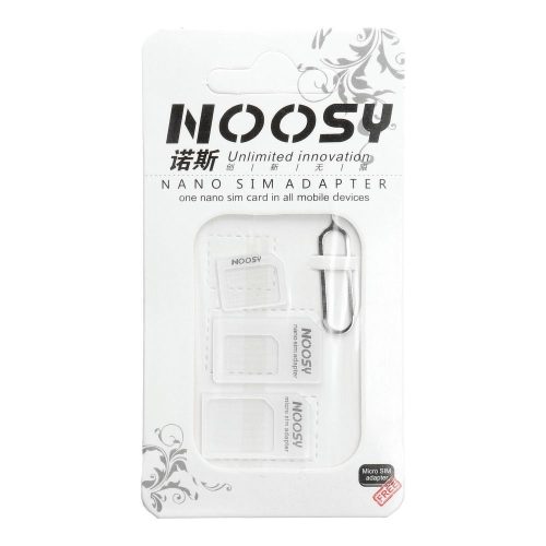 Nano/micro sim adapter, sim tűvel, 3in1, fehér NOOSY