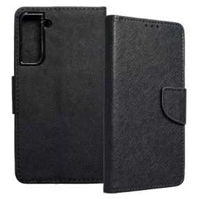   Samsung Galaxy S21 5G könyvtok, fliptok, telefon tok, bankkártyatartós, mágneszáras, fekete, Fancy