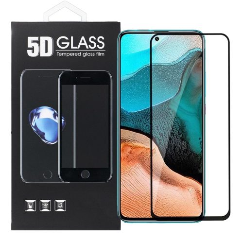 Samsung Galaxy A72 4G / 5G üvegfólia, tempered glass, előlapi, 5D, edzett, hajlított, fekete kerettel,