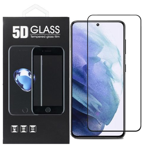 Samsung Galaxy S21 5G üvegfólia, tempered glass, előlapi, 5D, edzett, hajlított, fekete kerettel