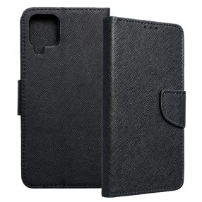   Samsung Galaxy A12 / A12 Nacho / M12 könyvtok, fliptok, telefon tok, bankkártyatartós, mágneszáras, fekete, Fancy