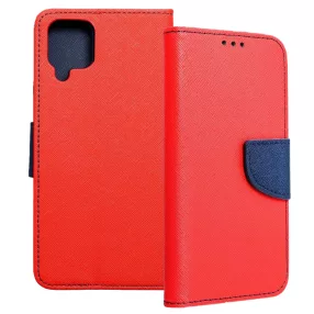  Samsung Galaxy A12 / A12 Nacho / M12 könyvtok, fliptok, telefon tok, bankkártyatartós, mágneszáras, piros-sötétkék, Fancy