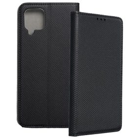   Samsung Galaxy A12 / A12 Nacho / M12 könyvtok, fliptok, telefon tok, bankkártyatartós, mágneszáras, fekete, Smart Case book