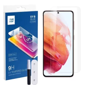   Samsung Galaxy S21 5G üvegfólia, tempered glass, előlapi, UV, edzett, hajlított, Bluestar