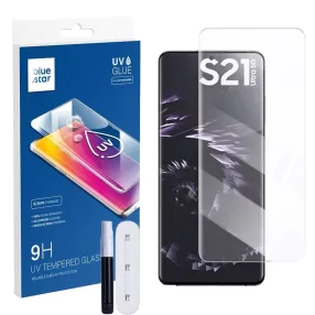   Samsung Galaxy S21 Ultra 5G üvegfólia, tempered glass, előlapi, UV, edzett, hajlított, Bluestar