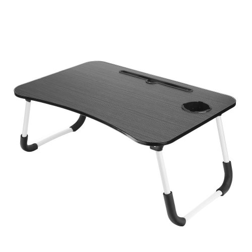 FD-6 Összecsukható fekete laptop asztal / tartó pohártartóval