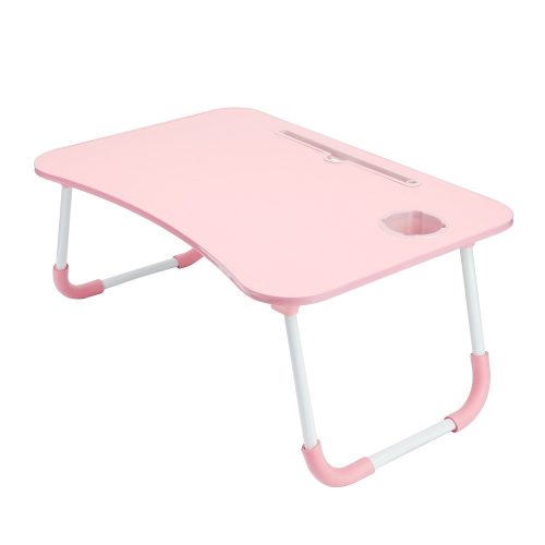 FD-6 összecsukható rózsaszín laptop asztal / tartó pohártartóval