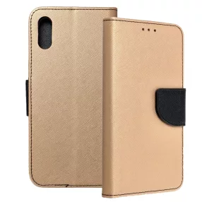   Xiaomi Redmi 9A / 9AT / 9i könyvtok, fliptok, telefon tok, bankkártyatartós, mágneszáras, arany-fekete, Fancy