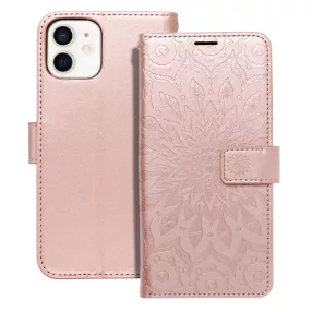   iPhone 12 / 12 Pro könyvtok, fliptok, telefon tok, mágneszáras, bankkártyatartós, mandala mintás, rose gold, Forcell Mezzo