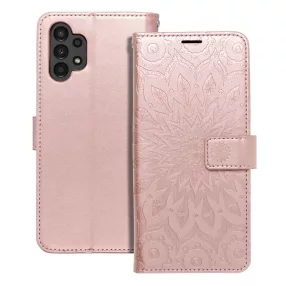   Samsung Galaxy A32 5G könyvtok, fliptok, telefon tok, mágneszáras, bankkártyatartós, mandala mintás, rose gold, Forcell Mezzo