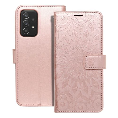 Samsung Galaxy A52 4G/5G / A52s 5G könyvtok, fliptok, telefon tok, mágneszáras, bankkártyatartós, mandala mintás, rose gold, Forcell Mezzo